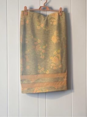 Kardashian Kollection Sage Pencil Skirt with Pink/Gray Floral Accents